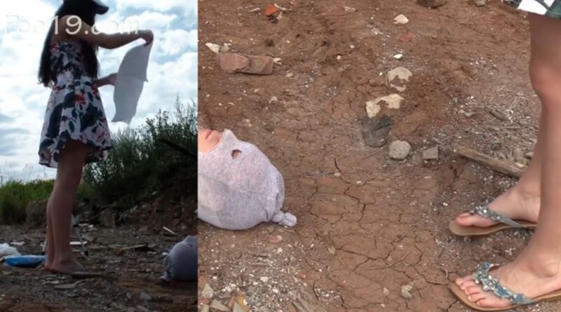 Skinny Russian scat girl forcing slave to clean her ass after shitting then feeds him